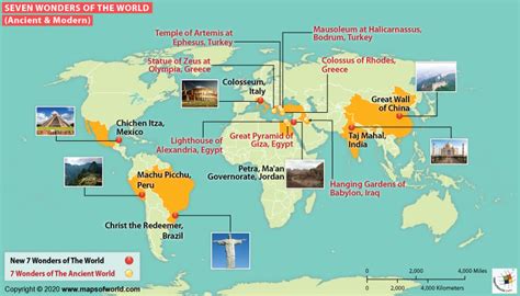 7 Wonders of the World List | 7 Wonders of the World Map