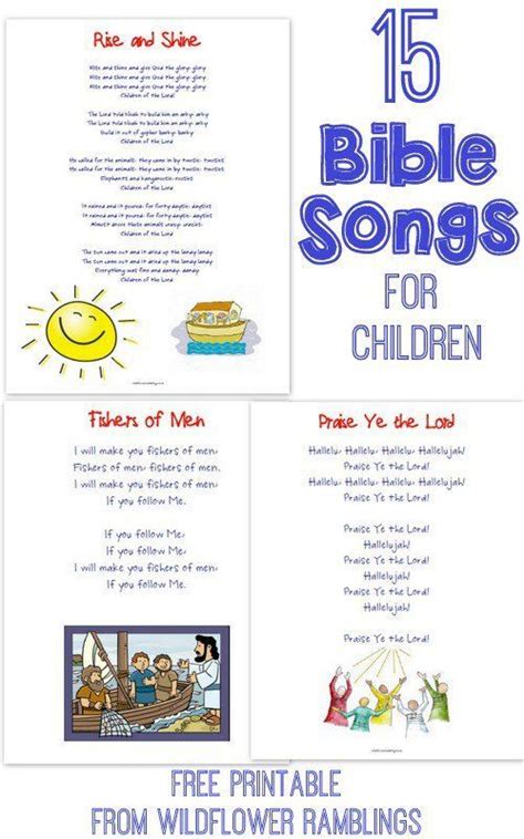 15 Bible songs to teach little ones! {with free printable | Sunday school songs, Toddler sunday ...