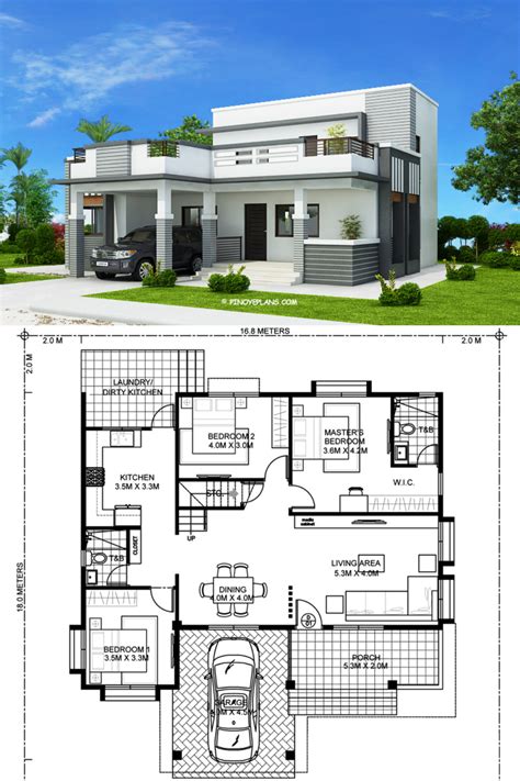 Four Bedroom Modern House Design | Pinoy ePlans | Architectural house plans, Model house plan ...