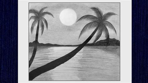 Circle Scenery Drawing, Sunset Scenery Drawing, Landscape Drawing Easy, Pencil Drawing for ...