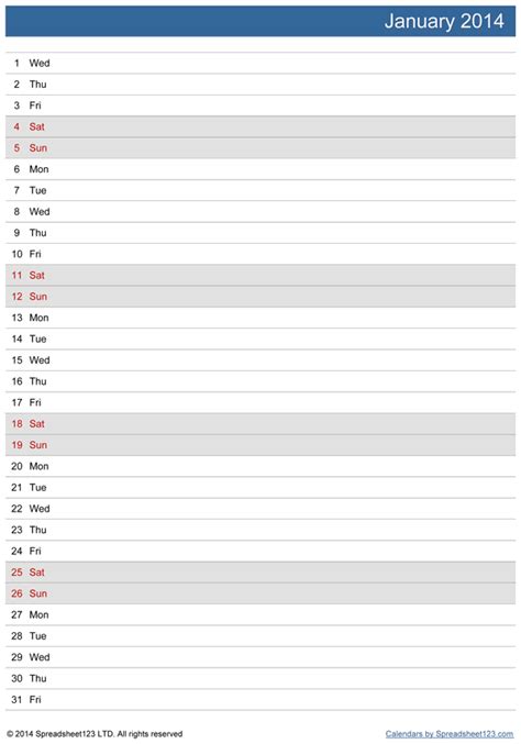 Excel Monthly Calendar Template