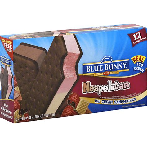 Blue Bunny Ice Cream Sandwiches, Neapolitan | Sandwiches & Bars | Superlo Foods