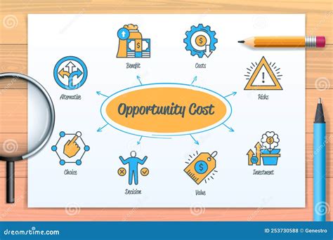 Opportunity Cost Formula Explanation, Outline Vector Illustration Diagram | CartoonDealer.com ...