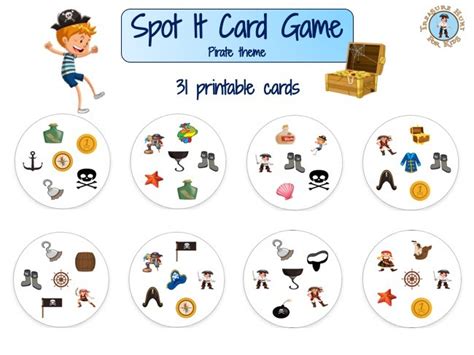 Spot It Card Game - printable board game - Treasure hunt 4 Kids