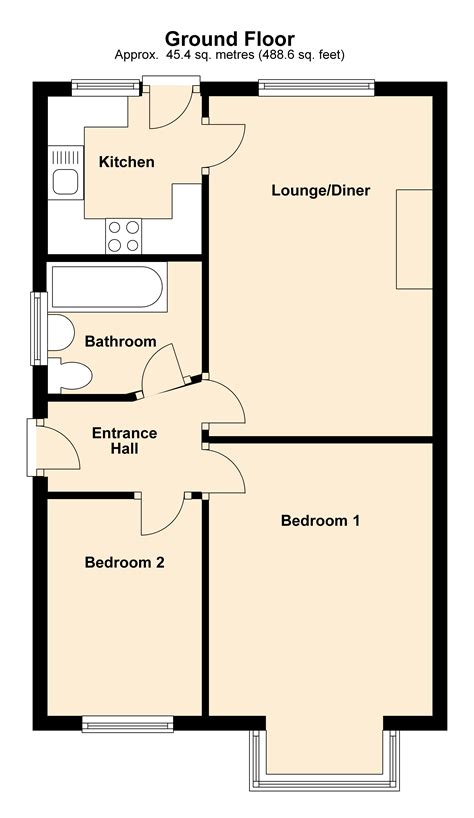 Floor Plan Of 2 Bedroom Bungalow - KomikLord.com