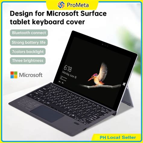 Microsoft Surface Keyboard Backlit Wireless Type Cover for Surface Pro 7 /6 / 5 / 4 / 3 Go 1 2 3 ...