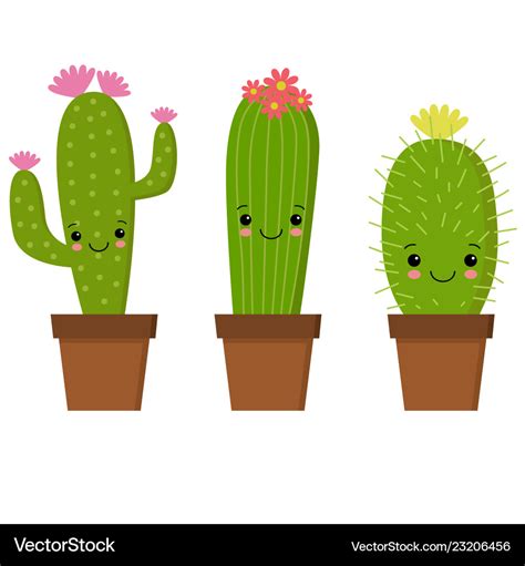 Cute cartoon cactus with funny Royalty Free Vector Image