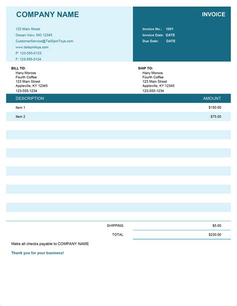 Microsoft Office Word Invoice Template – PARAHYENA