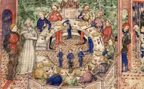 Merlin introduces Galahad to the Round Table. BnF Français 343. Medieval Banquet, Medieval Garb ...