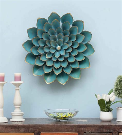 Buy Iron Decorative Flower Wall Art In Blue By Mahalaxmi Art And Crafts Online - Floral Metal ...