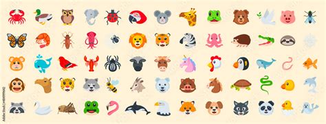 Vector animal emoji set. Animal big set. All animal emojis in one icon set Stock Vector | Adobe ...