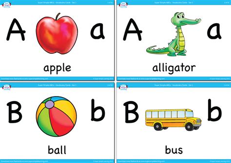 Alphabet Vocabulary Flashcards - Set 1 - Super Simple