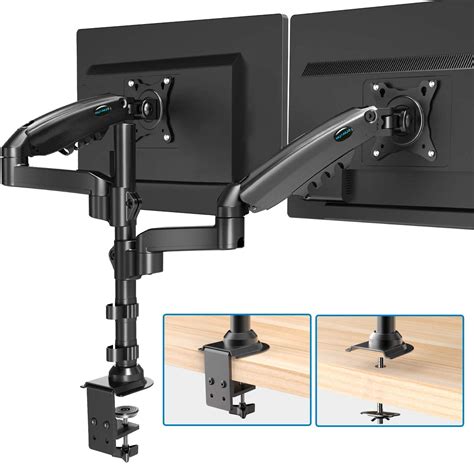 Amazon - Dual Monitor Stand - Height Adjustable Gas Spring Double Arm Monitor Mount Desk Stand ...