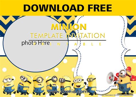 (FREE PRINTABLE) – Yellow Minions Birthday Invitation Templates - Drevio : Free And Printable ...