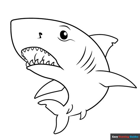 Great White Shark Coloring Page | Easy Drawing Guides