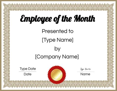 Employee of the Month Certificate Template | Customize Online