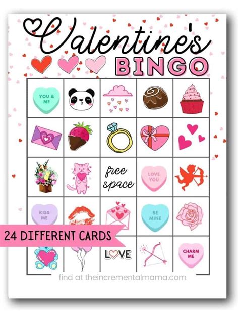 Free Valentine's Bingo Printables (24 cards) - The Incremental Mama