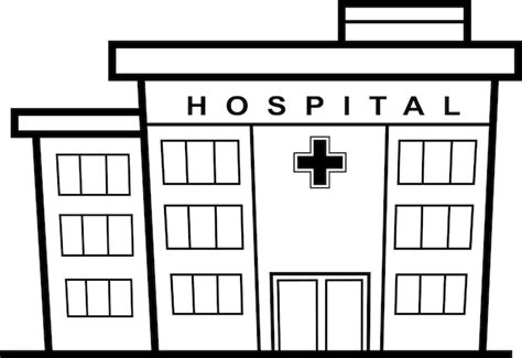 Premium Vector | Outlined Cartoon Hospital Building. Vector Hand Drawn Illustration