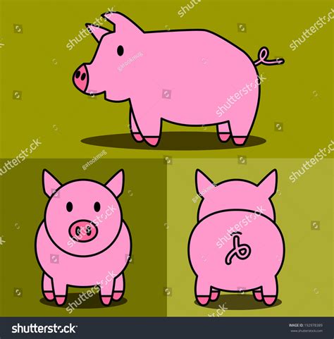 Pig Cartoon Pattern Side View Front Stock Vector 192978389 - Shutterstock