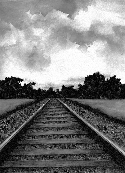 Railroad Tracks - Charcoal Drawing by Michael Vigliotti