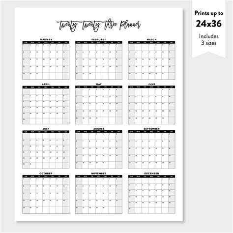 free printable planner 2023 printable blank world - 2023 wall planner printable yearly wall ...