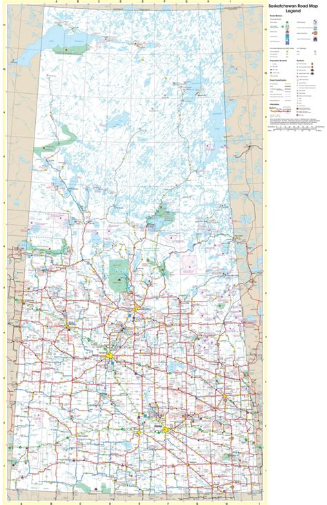 Large detailed tourist map of Saskatchewan with cities and towns