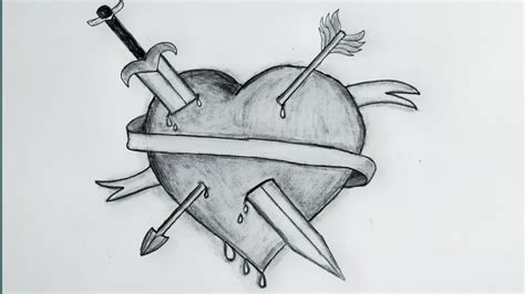 Broken Heart Sketch In Pencil