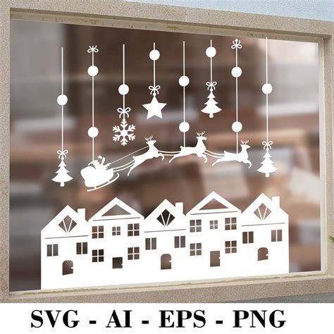 Christmas Village Silhouette Vector, PNG, EPS,SVG Downloadable Design - So Fontsy