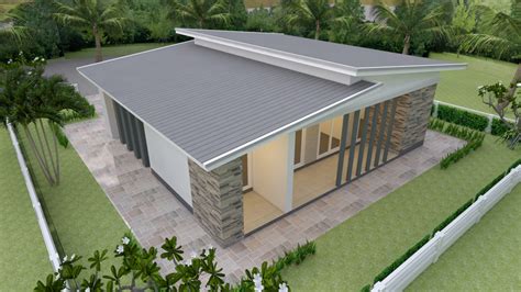 House Plans 12x11 with 3 Bedrooms Shed Roof - House Plans 3D