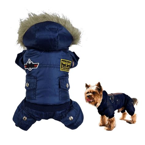 Hoodies Jackets Pet Dog clothes for Cold Winter Weather, Blue Waterproof Warm Winter Pet Coat ...