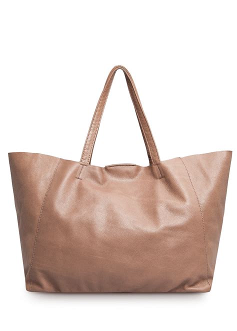 Lyst - Mango Leather Shopper Bag in Brown