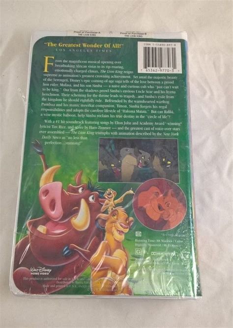 Walt Disney The Lion King (VHS, 1995) Masterpiece Collection - VHS Tapes