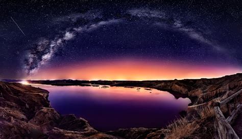 long Exposure, Galaxy, Milky Way, Starry Night, Comet, Fence, Coast, Bay, Water, Nature ...