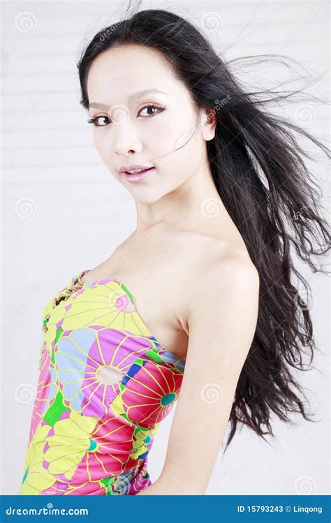 Asian model with long hair stock image. Image of fashion - 15793243