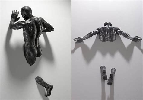 Figurative Sculptures Embedded In Gallery Walls by Matteo Pugliese.