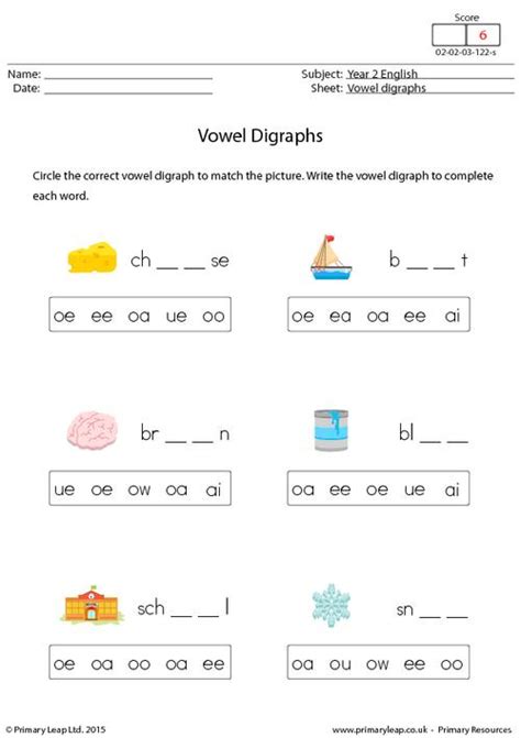 Vowel Digraph Worksheets