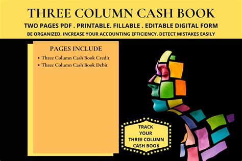 Three Column Cash Book Format Triple Column Cash Book 3 Column - Etsy