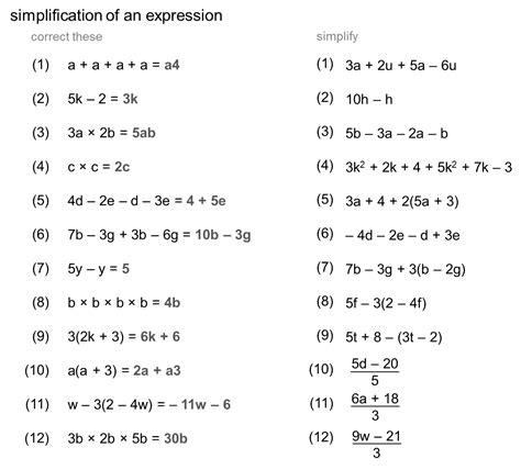 Simplifying Simple Algebraic Expressions