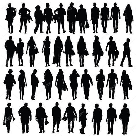 People walking silhouette vector black — Stock Vector © milanpetrovic #74350721