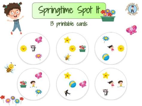 Spring Spot It - Dobble - printable board game - Treasure hunt 4 Kids