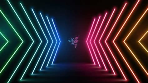 Razer Logo Neon Lights 4K #4850f Wallpaper PC Desktop