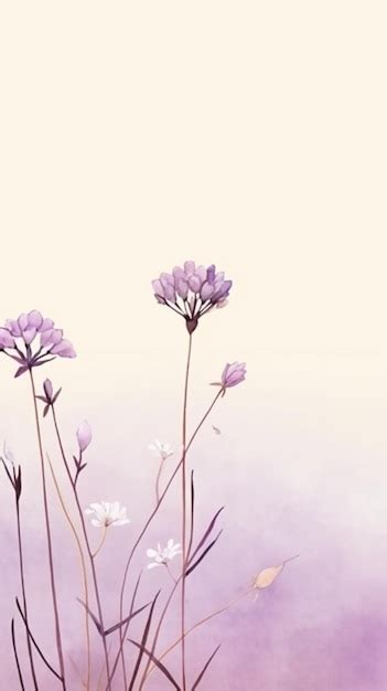 Premium AI Image | Purple flowers in a field with a pink sky in the background generative ai