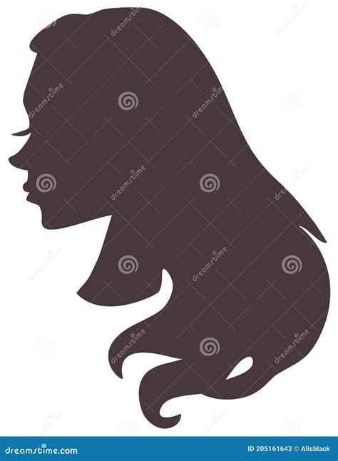 Vector Silhouette of a Beautiful Young Girl with Long Hair Stock Illustration - Illustration of ...