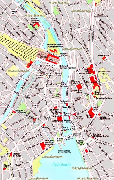 Zurich top tourist attractions map - Zurich city center offline 3d interactive guide jpg map of ...