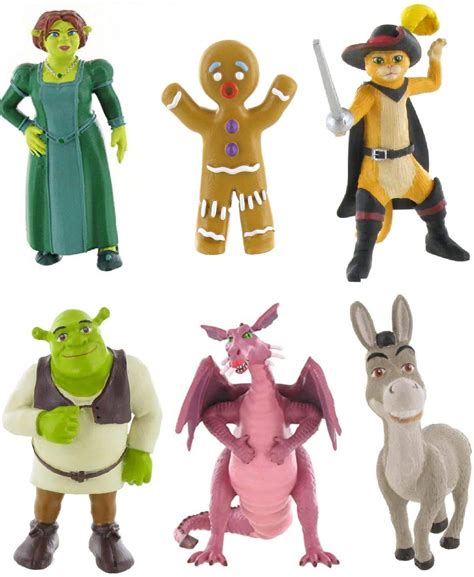 Buy Comansi Shrek figure set with Shrek, Fiona, donkey, cat, dragon and gingerbread man Online ...