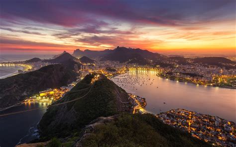 Download wallpapers Brazil, sunset, harbor, Rio De Janeiro for desktop free. Pictures for ...