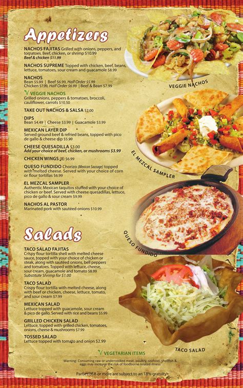 Our Menu – El Mezcal – Authentic Mexican Food