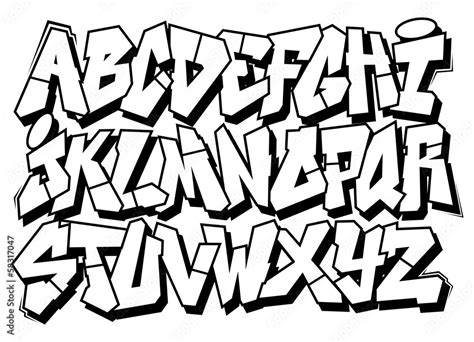 Classic street art graffiti font type. Vector alphabet Векторный объект Stock | Adobe Stock