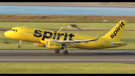 Spirit Airlines Airbus A320-232 [N641NK] takeoff from PDX - YouTube