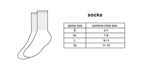 SOCK SIZE CHART — PANSY